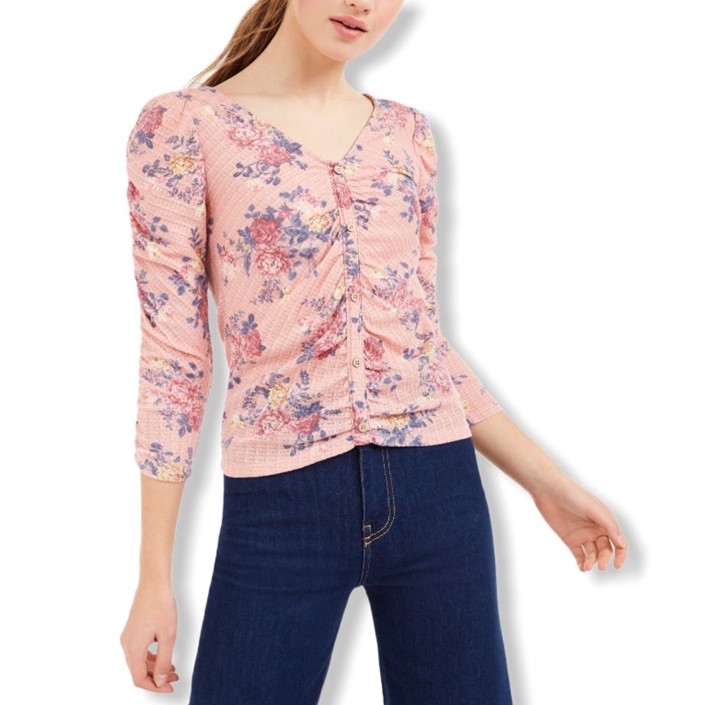 Grave Fame Ruched Floral Top